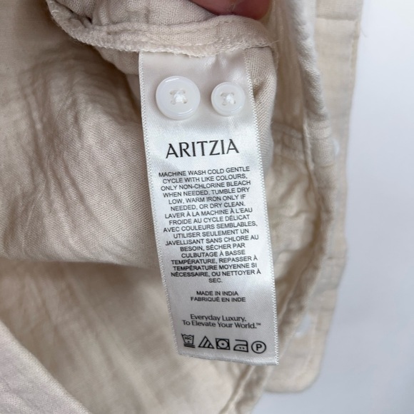 Aritizia Little Moon Organic Cotton Gauze Sail Shirt Cream Button Up Relaxed XS - Picture 7 of 13